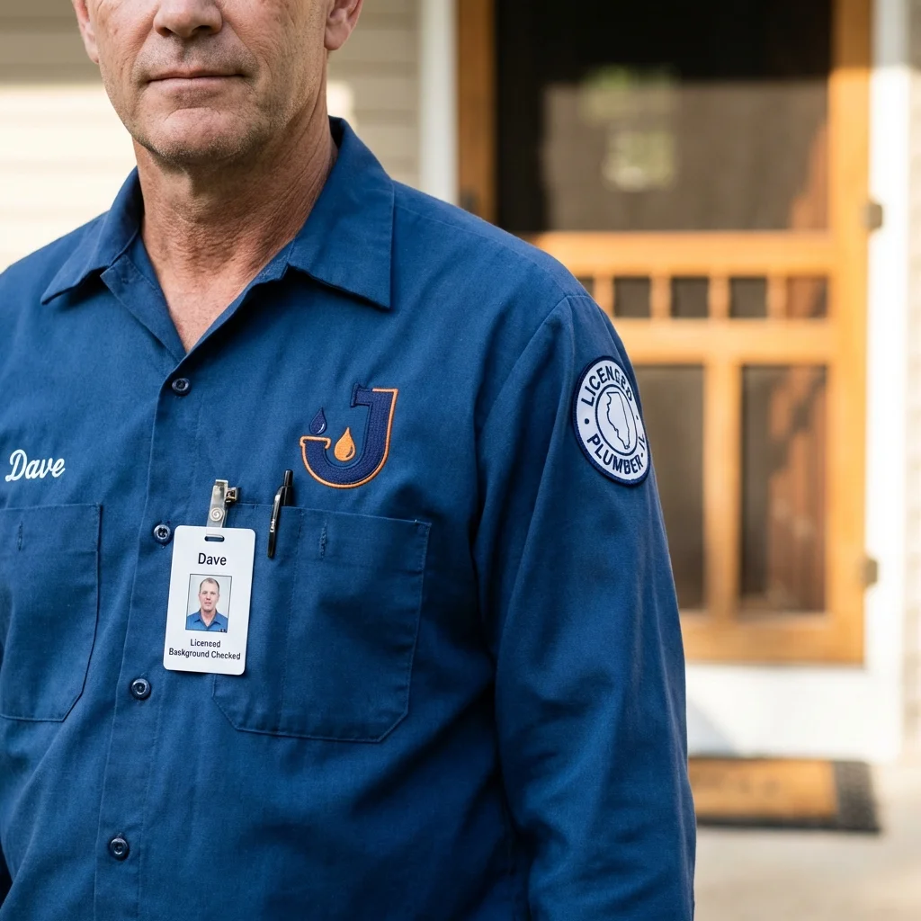 Licensed plumber showing ID badge in Niwot, CO