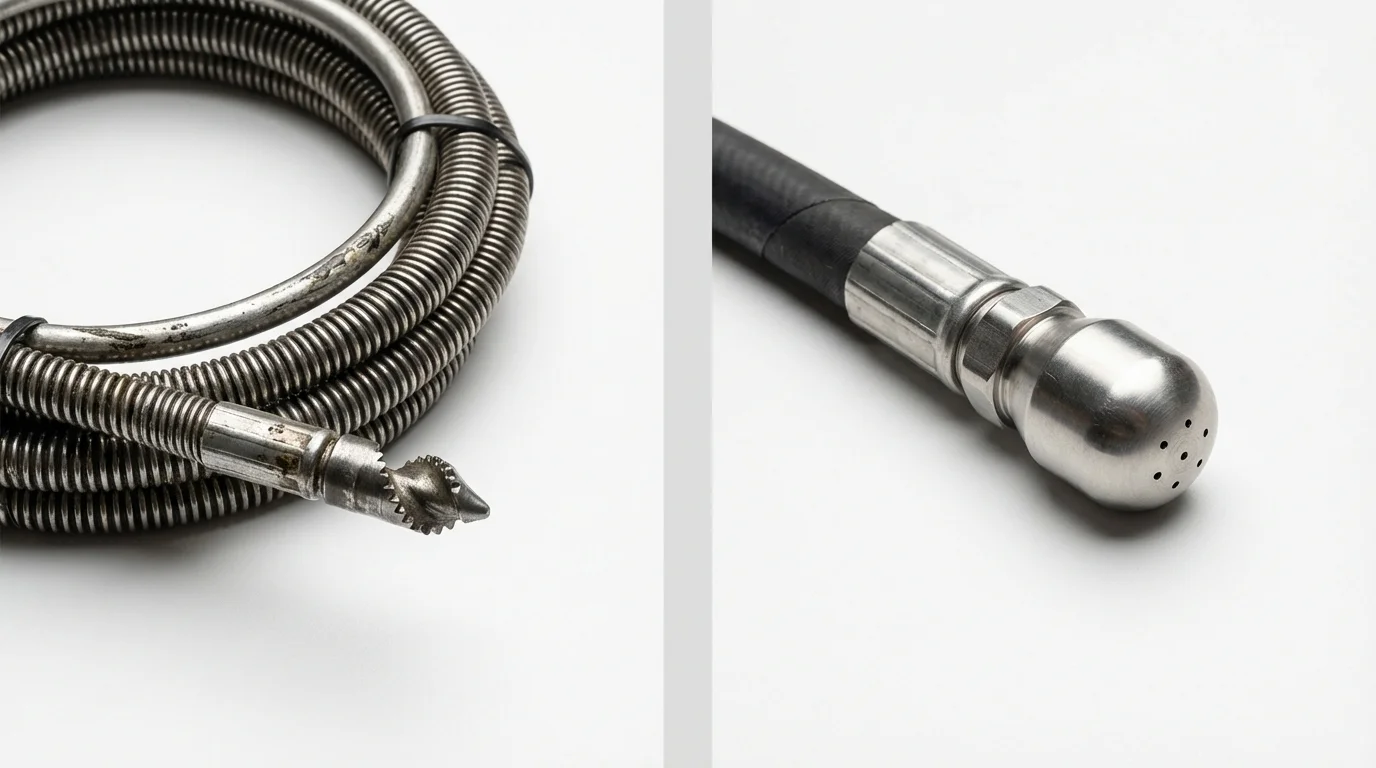 Drain snake cable and hydro jetting nozzle used for drain cleaning in Niwot, CO