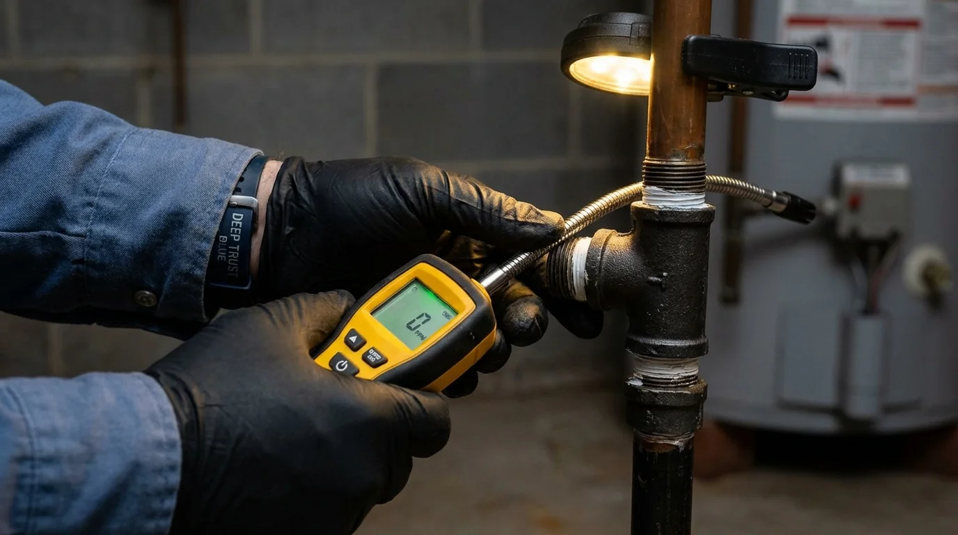 Gas leak detection with electronic sniffer by Johns Plumbing LLC in Niwot