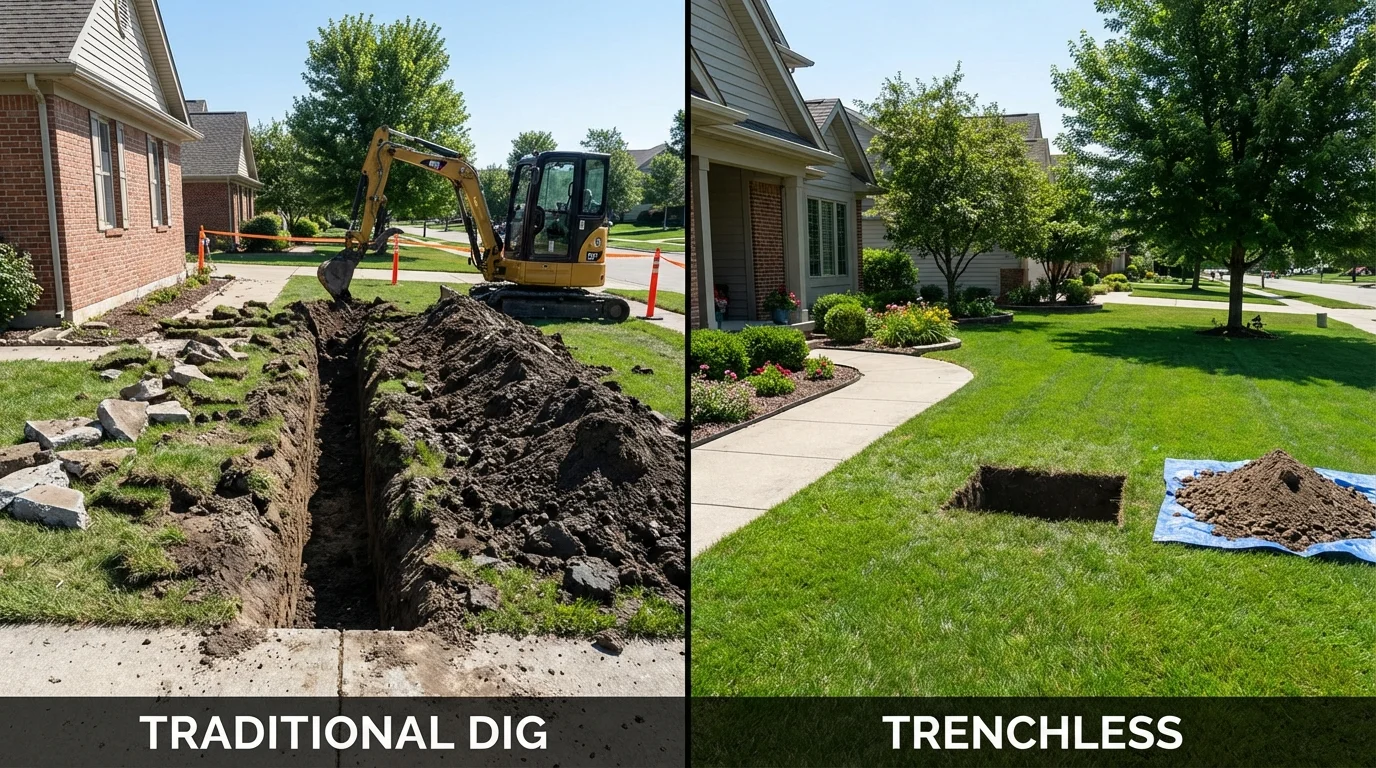 Trenchless sewer repair with minimal yard damage versus traditional excavation in Niwot, CO